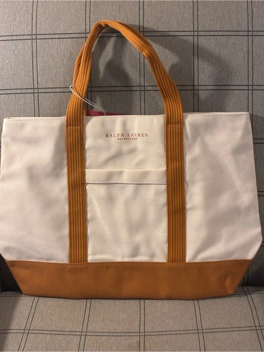 Ralph Lauren FragCream and Brown Canvas Tote
